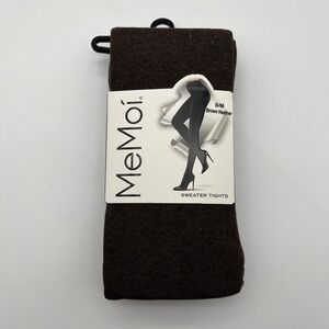 MeMoi Sweater Tights Womens S/M Brown Heather MO-325 Flat Knit Cotton Blend New
